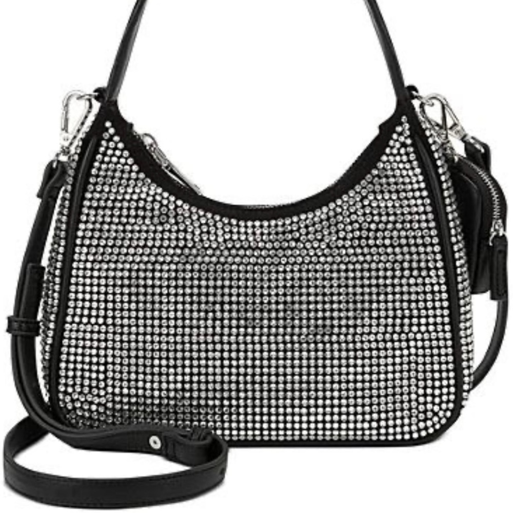 Macys INC Zaree Rhinestone Crossbody Bag Purse with Coin pouch — Black